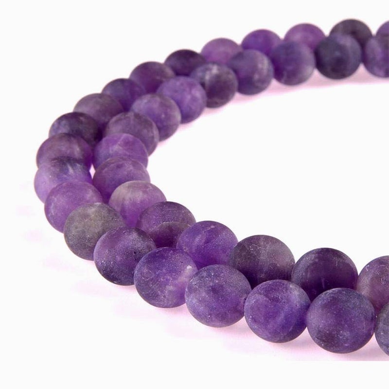 PLTbeads Natural Gemstone Loose Beads Matte Approxi 15.5 inch DIY Bracelet Necklace for Jewelry Making (10mm, Matte Purple Amethyst) - Image 1